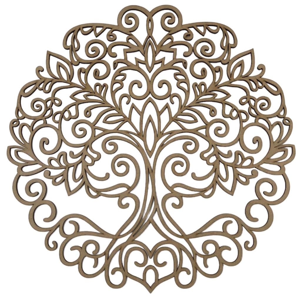Mandala Árvore da Vida Delicada 15cm em MDF Cru