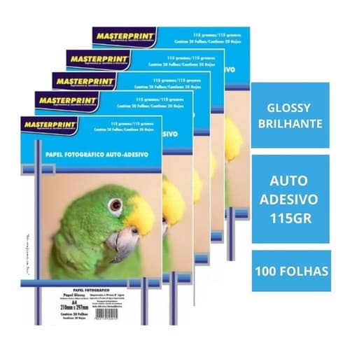 Papel Fotográfico Adesivo A4 Glossy 115g 100 Fls Masterprint