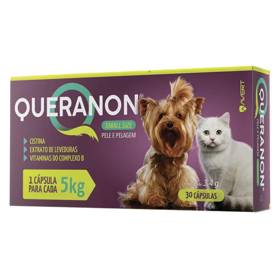 Queranon Cães E Gatos 5kg Small Size 30 Capsulas Avert 3,4g