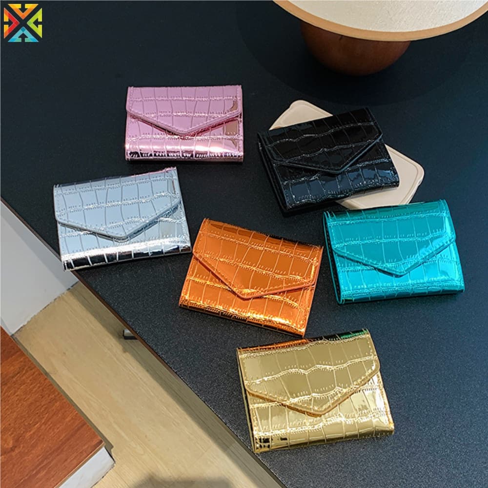 Nova Carteira Feminina Mini Padrão De Pedra Multi-Funcional Anti-Degaussing Retro Brilhante