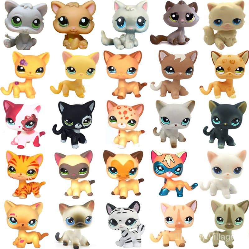 LPS CAT Rare Littlest pet shop Brinquedos Mini Stands Cabelo Curto Gatinho Figuras Velhas Coleção Original Bobble cabeça brinquedos