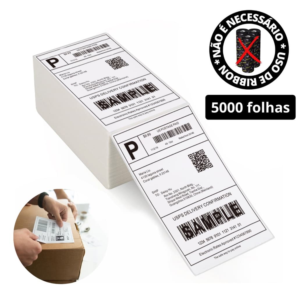 5000 Etiqueta Térmica Papel Adesivo 10x15cm Papel Térmico e Papel Contínuo