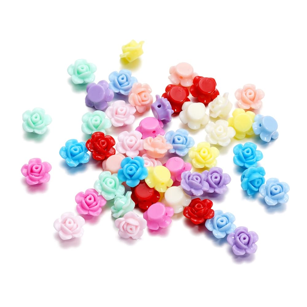 St. kunkka 40pcs Contas de Rosas Acrílicas Tridimensionais de Flores feitas para Pulseira de Bricolagem