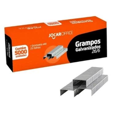 Grampo 26/6 Galvanizado Jocar Office Cx C/5000 Unidades