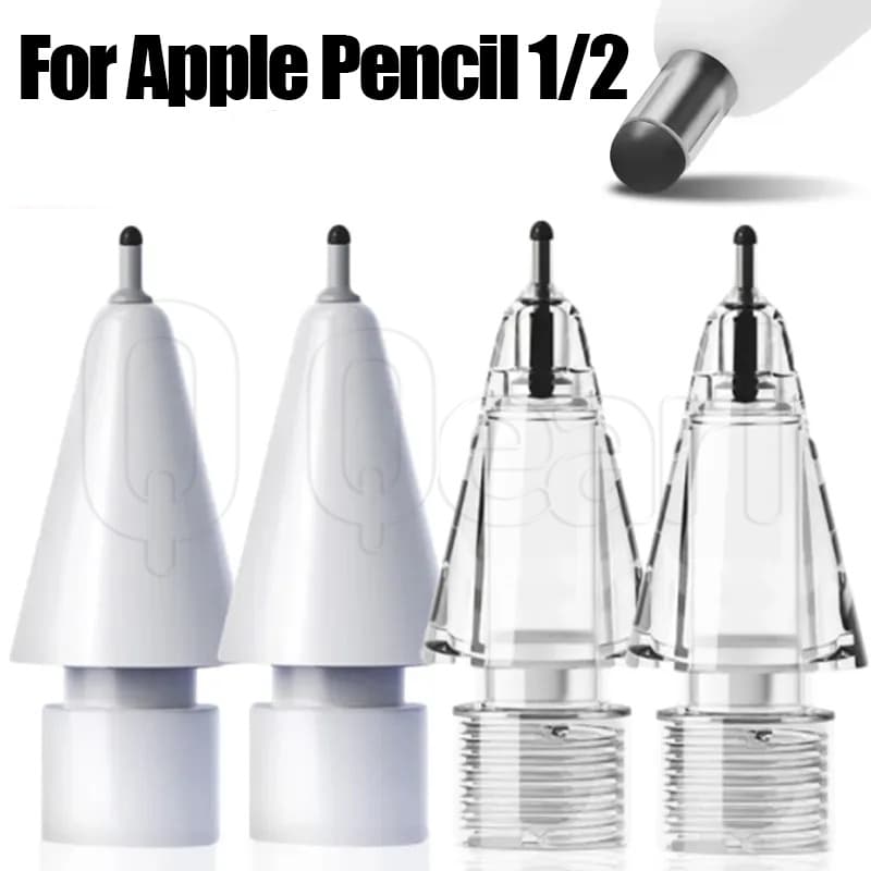 Ponta De Lápis De Silicone Resistente Ao Desgaste Para Maçã 1/2/Tubo De Agulha Damping Mute Stylus Pen Tips/Caneta De Substituição Sensível/4B 2B Cristal Transparente Bico De Reposição
