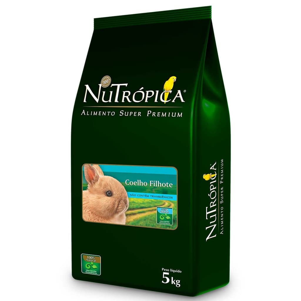 Ração Nutrópica Coelho Filhote Jovem 5kg Alimento Completo Super Premium Sem Transgênico Alfafa