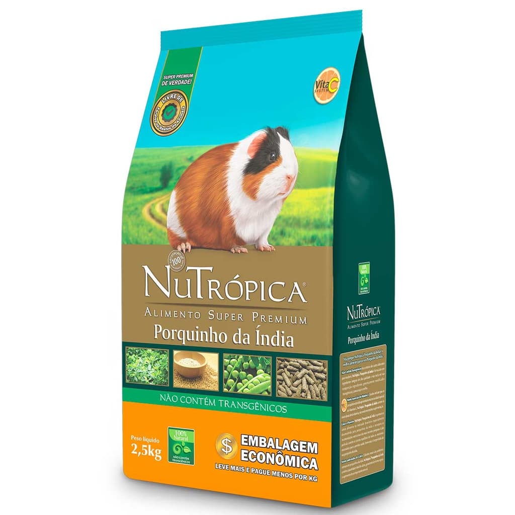 Ração Nutrópica Porquinho da Índia 2,5kg Alimento Super Premium Vitamina C Preá Esquilo Mongólia