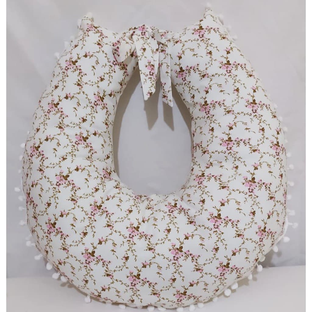 Almofada para Amamentação para Amamentar Bebê Flores 100% Algodão Meninas