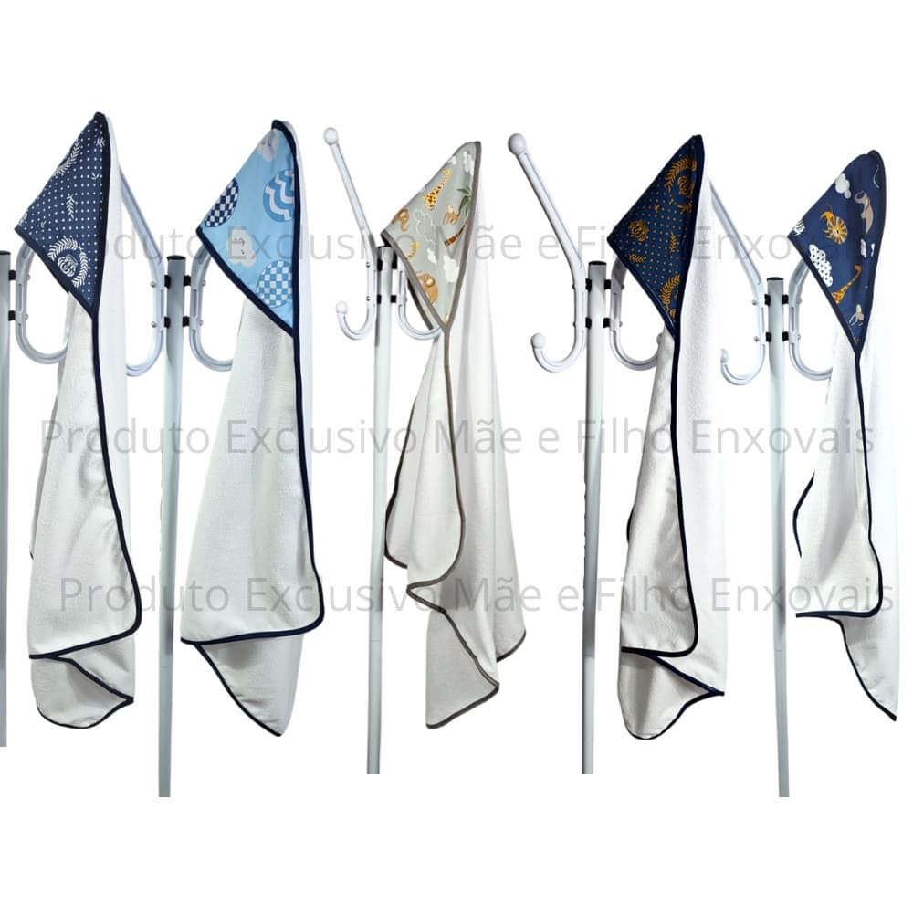 Kit 5 unidades Toalha De Banho Bebe Soft Infantil Dupla Face Com Capuz Forrado com Fralda 100% Algodão