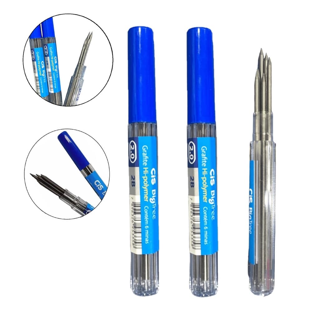 Grafite 2,0mm Cis Big Tree 2B Tubo com 6 Minas kit c/3 Uni