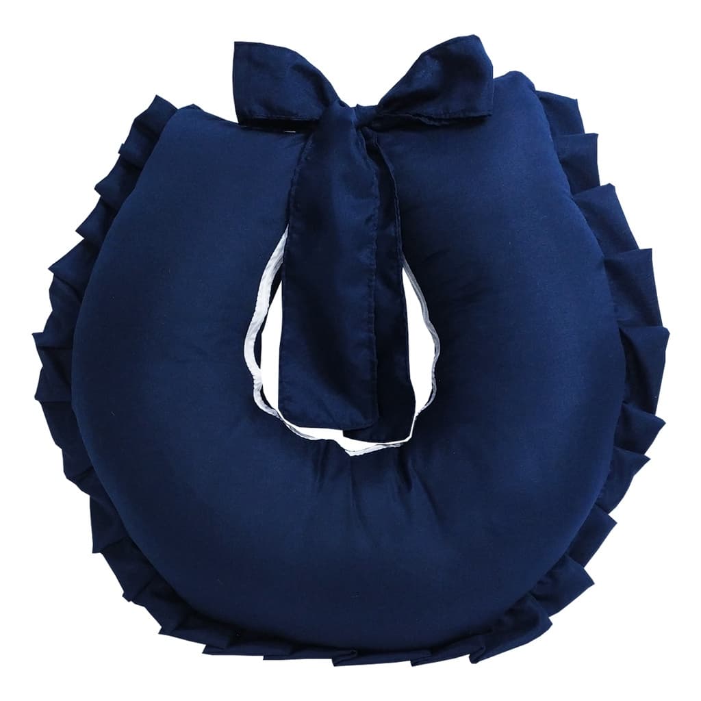 Almofada Amamentação para Amamentar Azul Marinho Lisa com Babado e Zíper 100% Poliéster