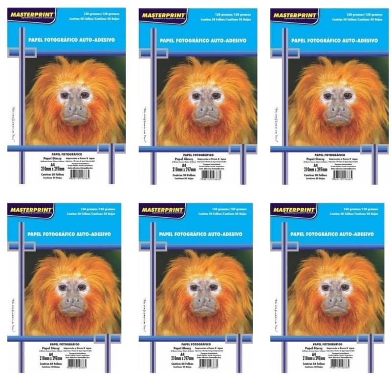 Papel Fotográfico Adesivo Foto 130g A4 Glossy Brilhante Resistente a Água (150 Folhas) Masterprint