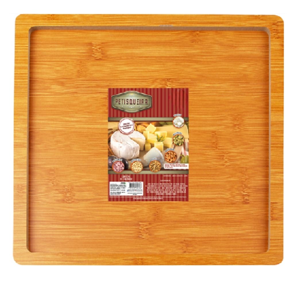 Petisqueira Quadrado Madeira Bambu Antibacteriano 28cm Design Elegante