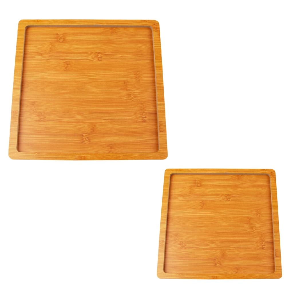 Kit Dupla 2 Petisqueira Cozinha Quadrado Madeira Bambu Antibacteriano