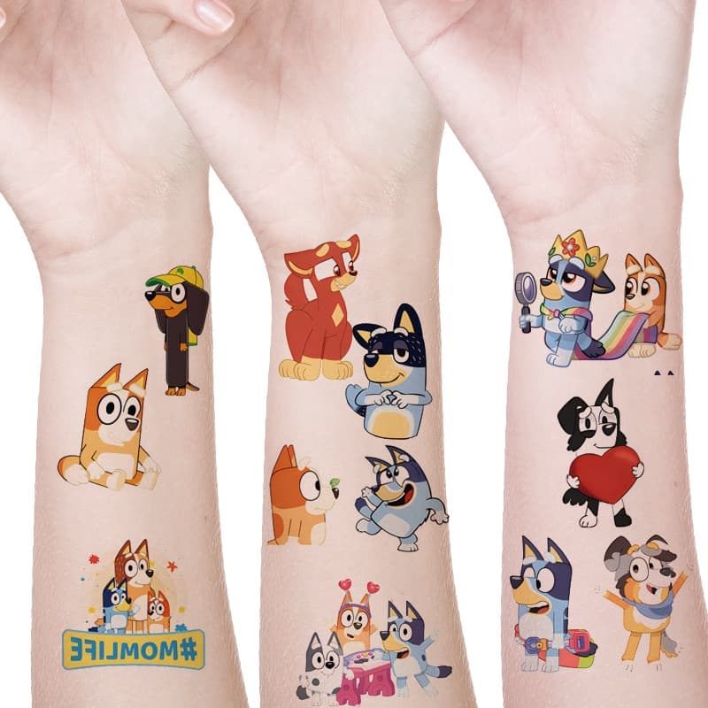 Tatuagem Temporária À Prova D'água Blue Orange Dog Sticker Tema Kid's Party Favors (Send Por Random)