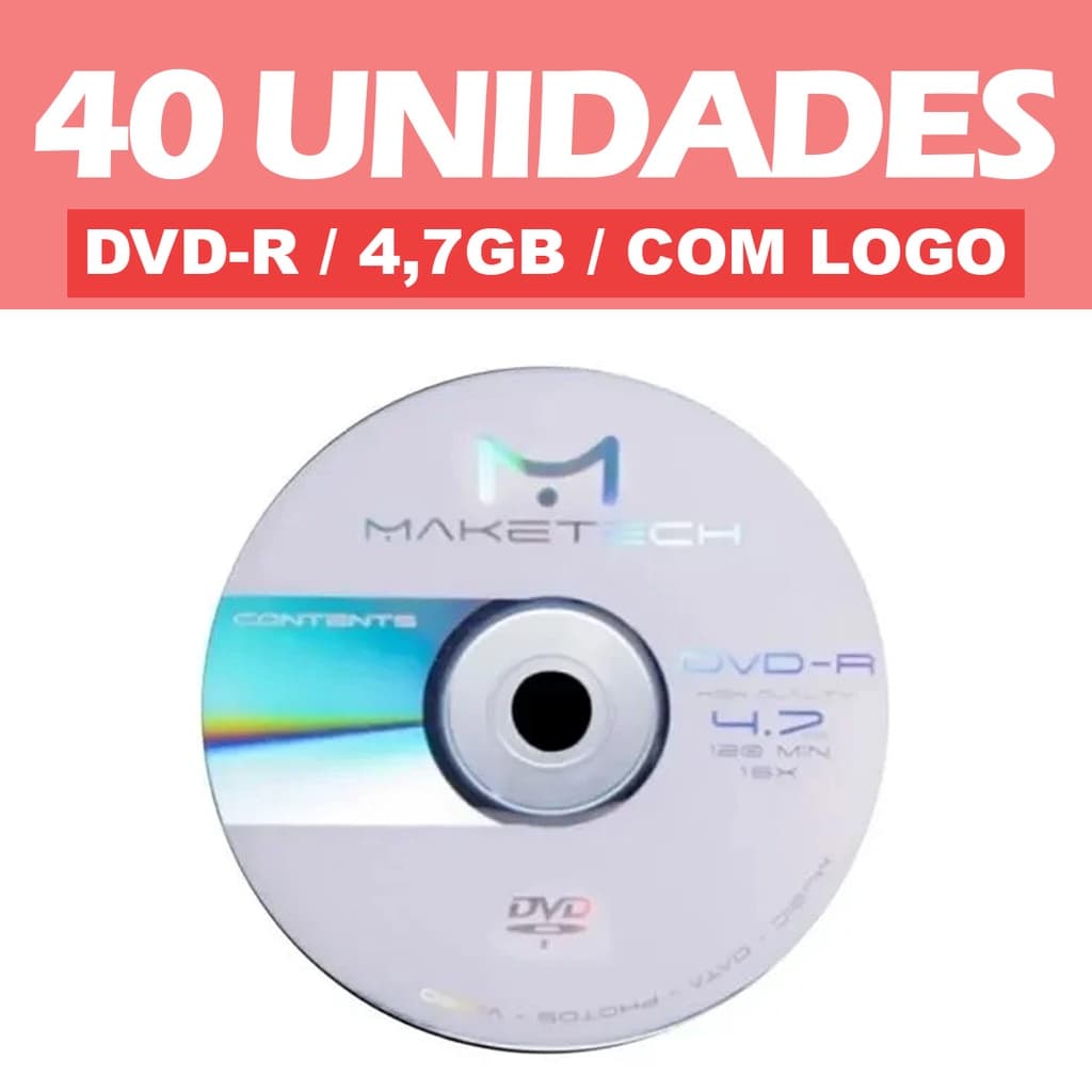 40 Mídias -  DVD-R / CD-R - / COM LOGO / MULTILASER