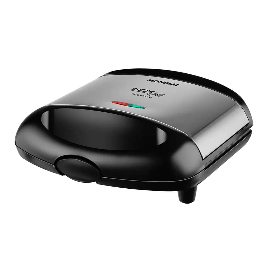 Sanduicheira Elétrica Chapa e Grill Antiaderente 800W S-07 Preto/Inox Mondial - 220v