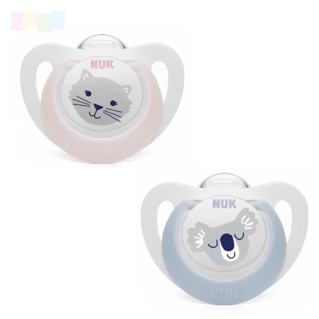 Chupeta Nuk Star 0-6 meses Ortodôntica Bico Silicone Oral Fit  Estojo Esterilizável Rosa/Azul