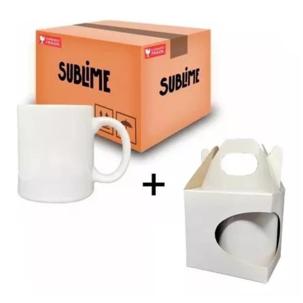6 Caneca + Caixinha Branca P/ Sublimação Sublime 325ml .