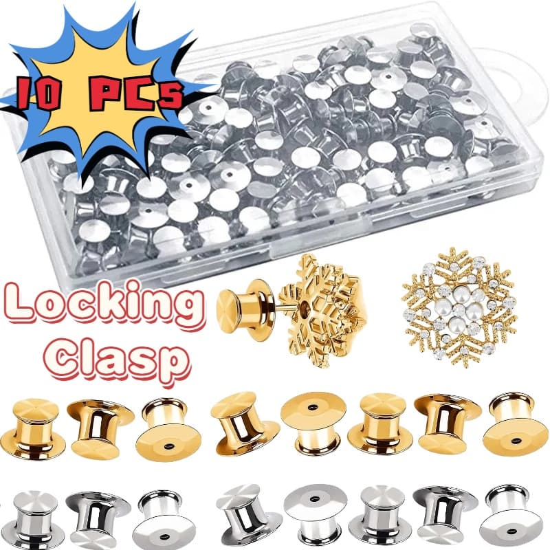 10Pcs Fecho De Travamento Acessórios Para Jóias De Bricolagem Mini Golden Sliver Snap Fechamento Multifuncional De Segurança Pinos De Fixação Adequados Broches , Lapelas , Crachás Pino De Agulha Metálica