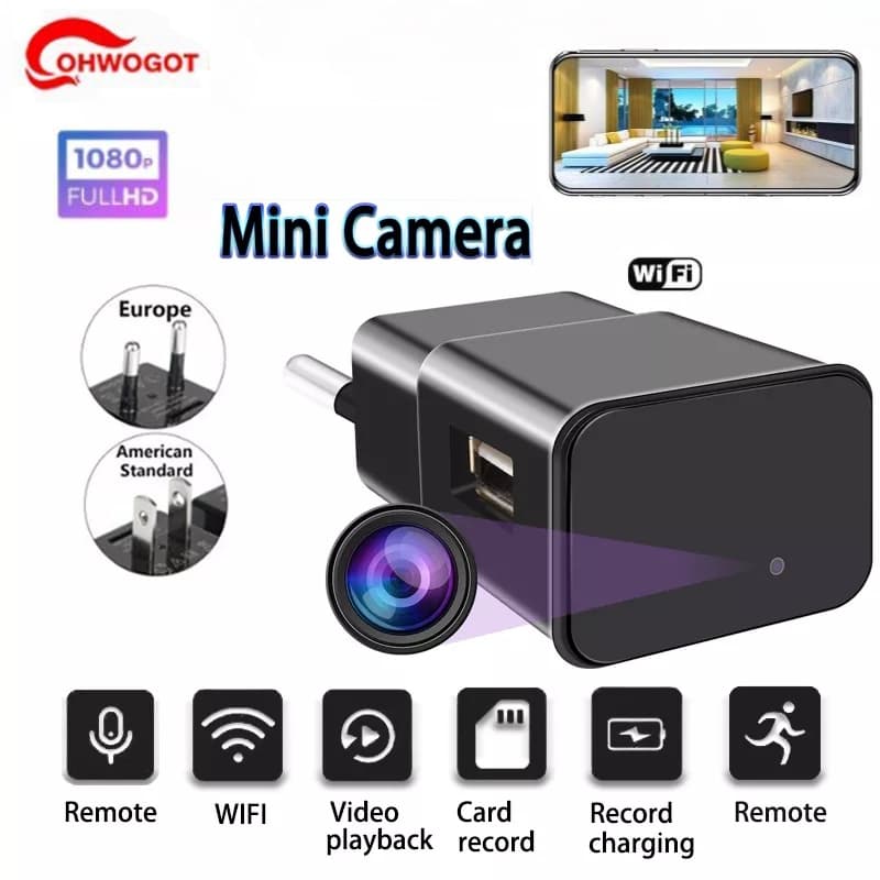 Mini Câmera WiFi 1080P Carregador USB Com Micro Câmeras De Vídeo Portáteis De Vigilância HD Sensor Sem Fio Gravador De Áudio