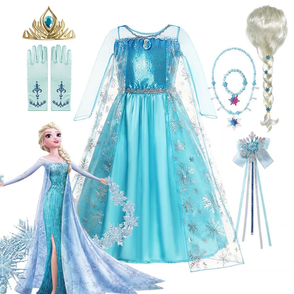 Meninas Neve Rainha Elsa Crianças Trajes Para Carnaval Festa Vestido De Baile Robe-Jogar Vestuário Congelado Princesa