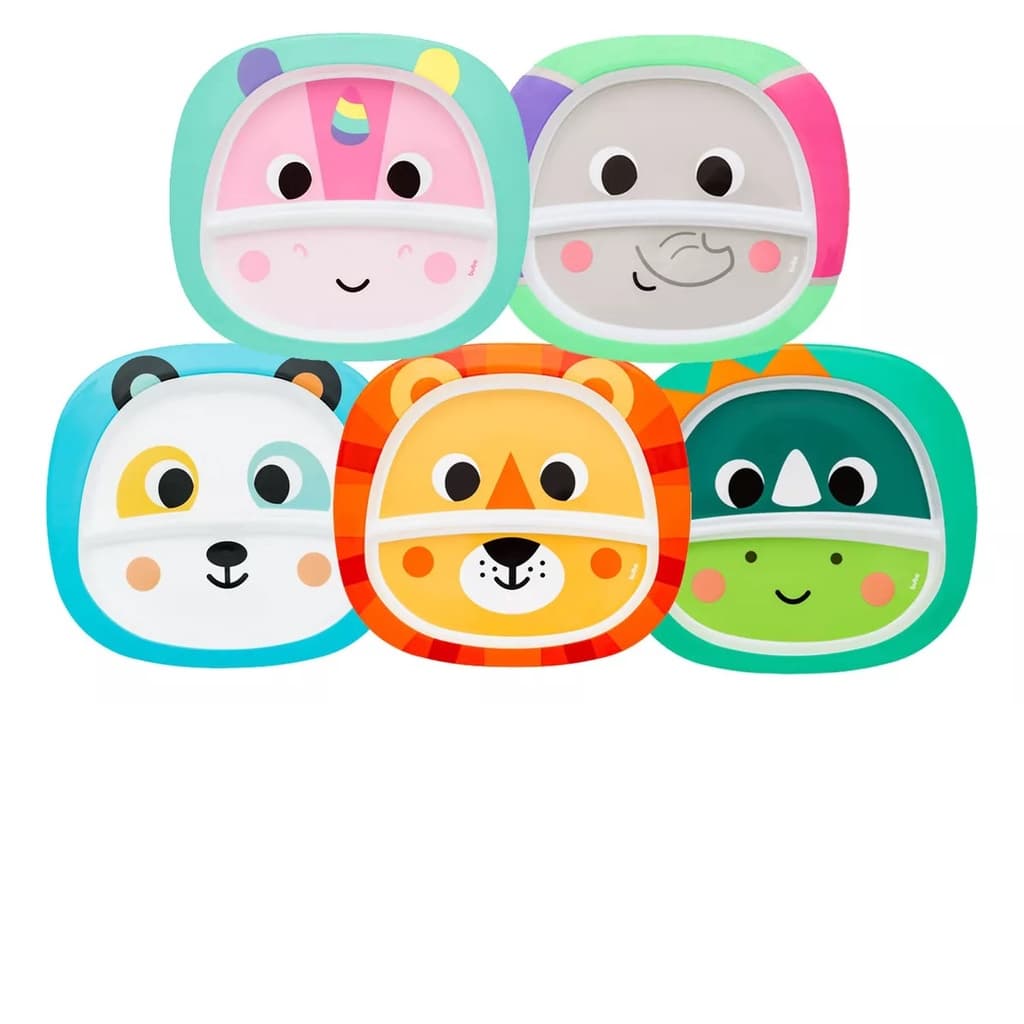 Prato Infantil Divisória Bubazoo 350ml Para Micro-ondas Buba Leão Dino Elefante Unicornio Panda