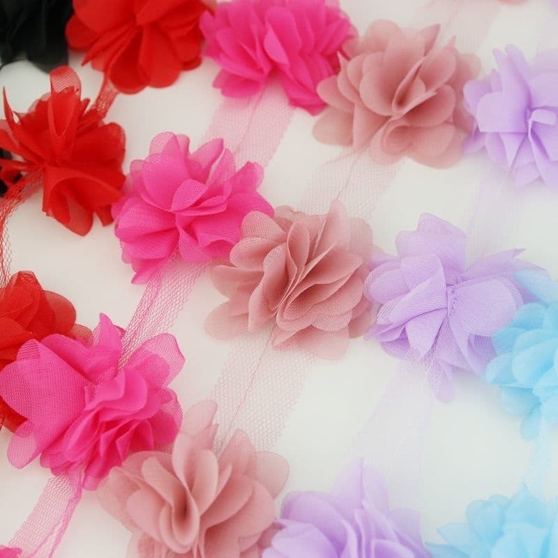 (60 Unidades/Saco) 5cm De Largura Chiffon Renda Pétala Tecido Macio Para Roupas Emparelhado Com Decoração Romântica De C