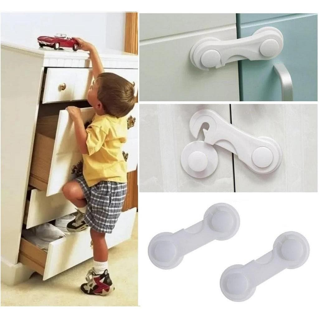 10 UND – TRAVA DE GAVETA E ARMARIO TRANCA PRENDEDOR INFANTIL