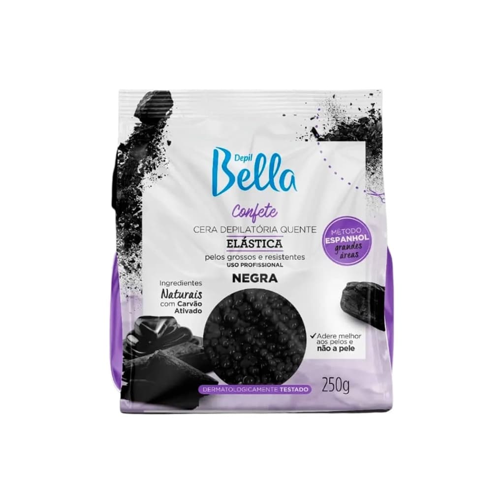 CERA DEPILATÓRIA CONFETE ELÁSTICA NEGRA 250G DEPIL BELLA