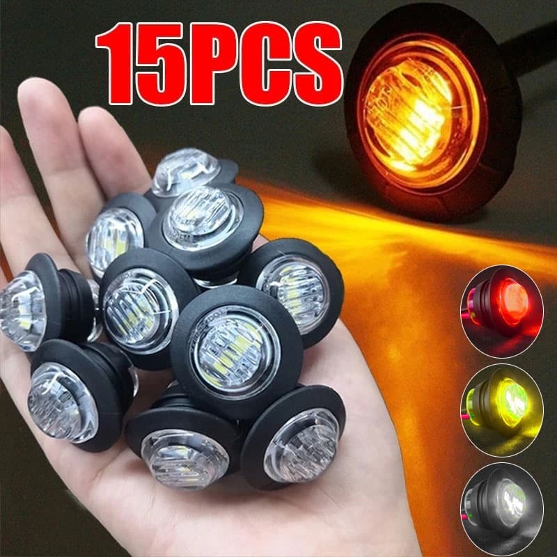 2/5/10pcs 12V/24V 3LED 3/4 " Luzes De Marcação Lateral Redondas Do Reboque Amarelo Branco Vermelho Para Caminhões Liberação Caminhão Lâmpada De Sinalização De Giro
