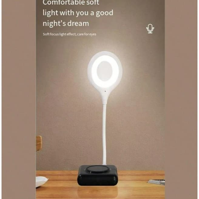 Luminária Luz Noturna LED com Controle de Voz Recarregável USB