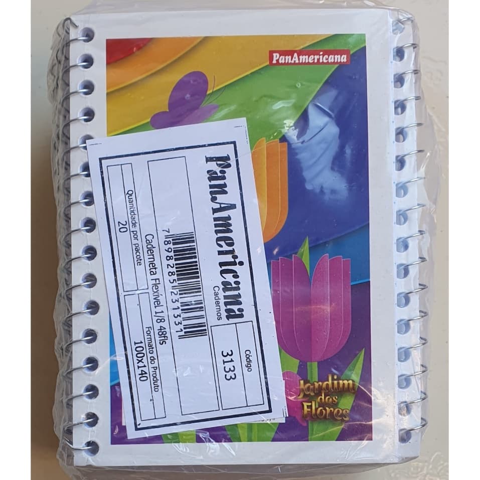 20 Cadernetas 1/8 48 Folhas Capa Flexível ESTAMPAS SORTIDAS Ref. 3133 - Panamericana