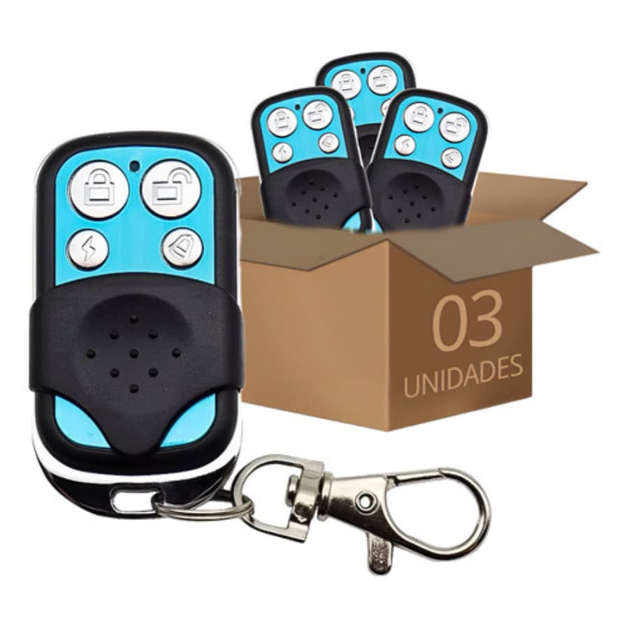 Kit 3 Controles Remoto Compatível 433Mhz Portão Electrónico Garagem 4 Botões Residencial