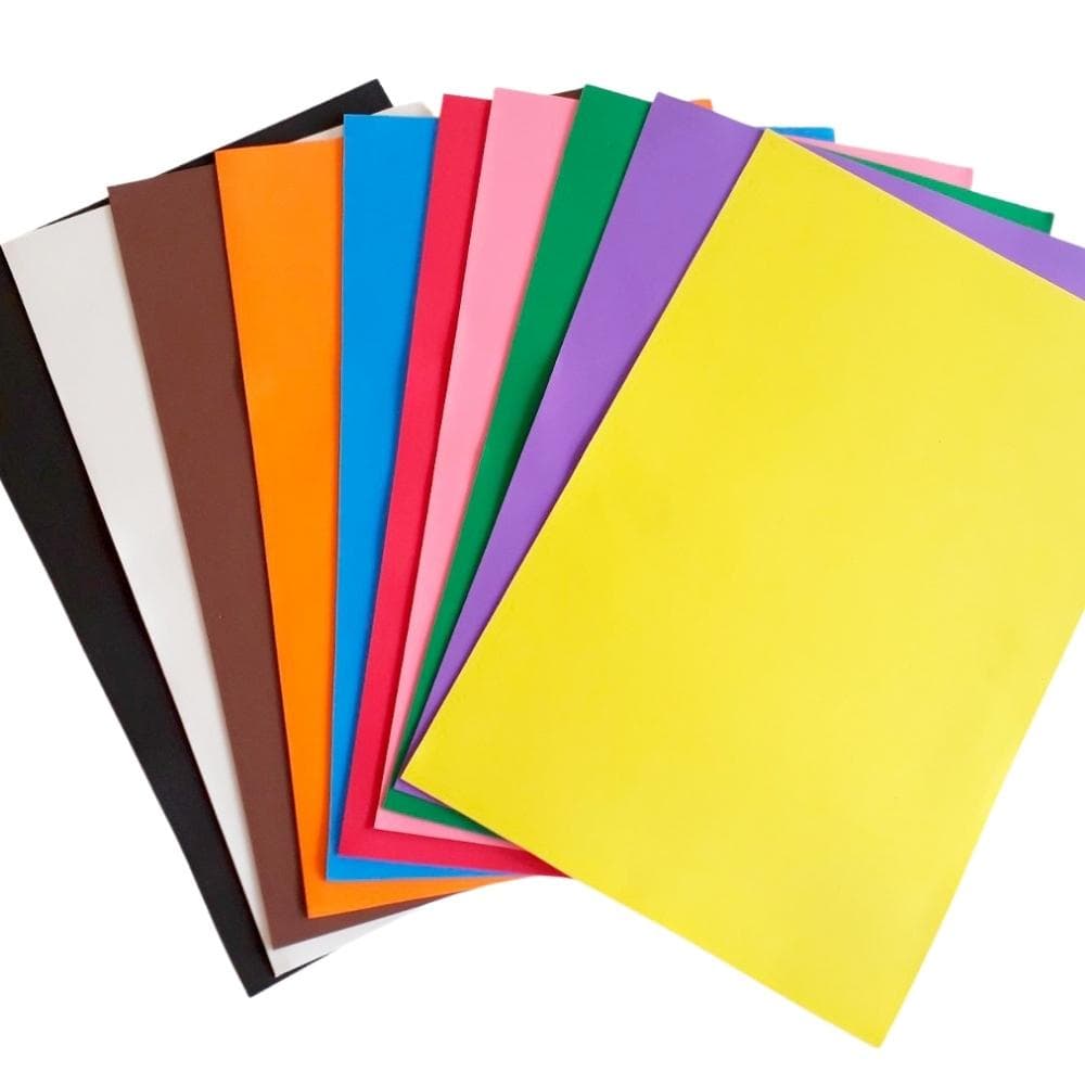 Folhas de Eva Liso 40X47 - 50 Folhas Coloridas Sortidas