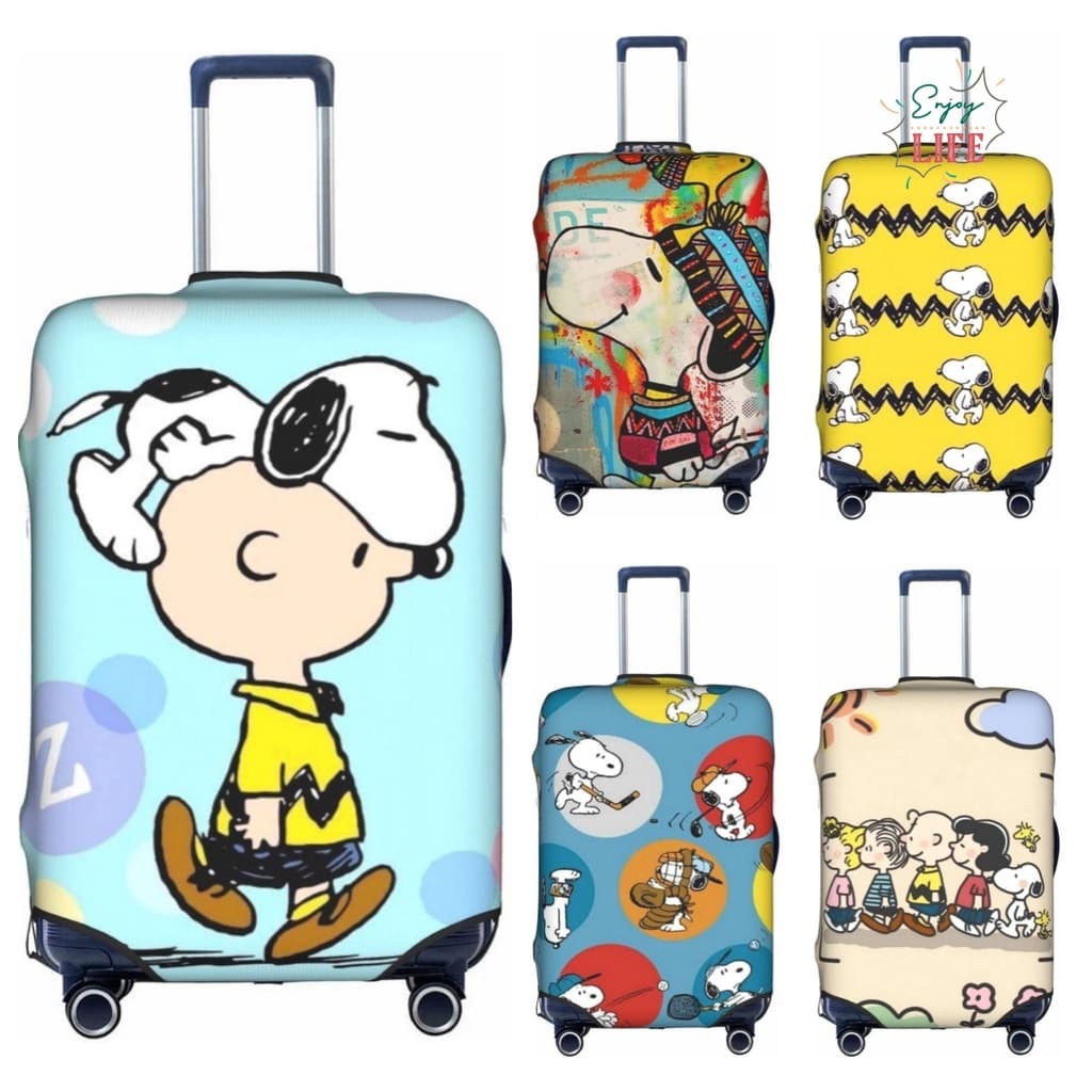 Presente De Natal [Spot] Cartoon Snoopy Capa De Bagagem Grossa De Viagem Personalizada Spandex Elástico Protetor De Mala