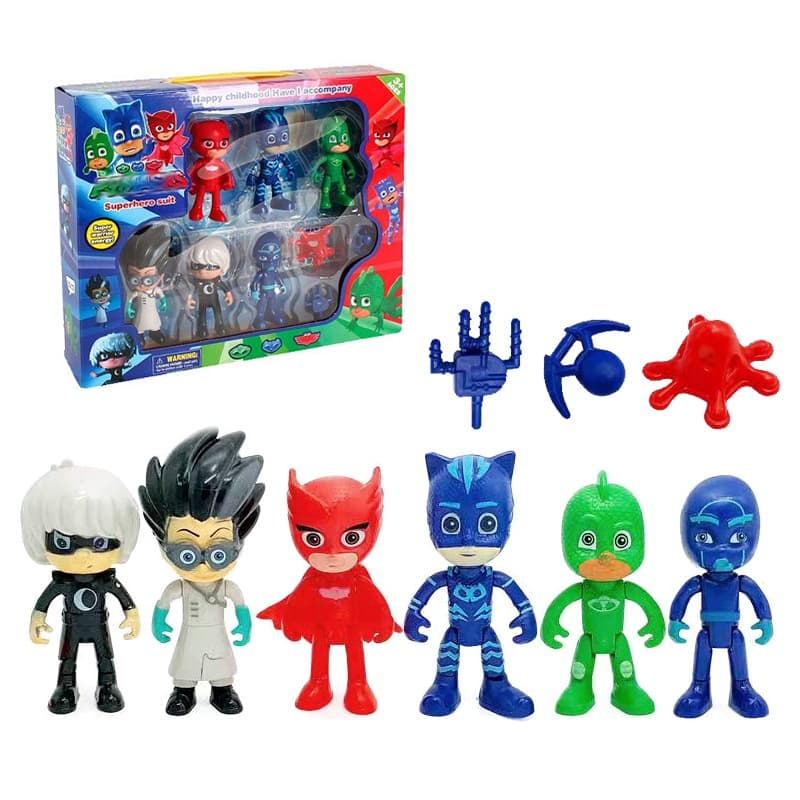 6 Pçs PJ/Máscara Brinquedos Infantis Estatuetas Coruja Gato Menino Gecko Crianças Feriado Festa De Aniversário Presente