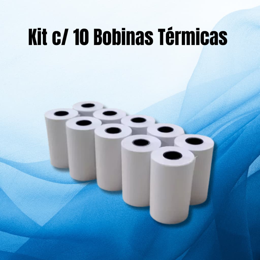 Kit com 10 Bobinas Térmicas Para Maquinas de Cartão e Impressoras Portáteil Bluetooth