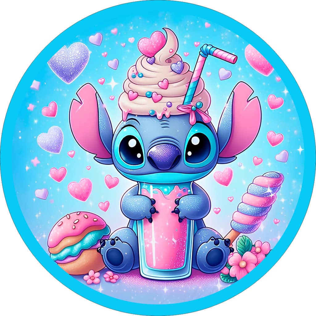 Capas de Painel Redondo Stitch Lilo & Stitch Varios Modelos em Tecido Sublimado 1,50x1,50m