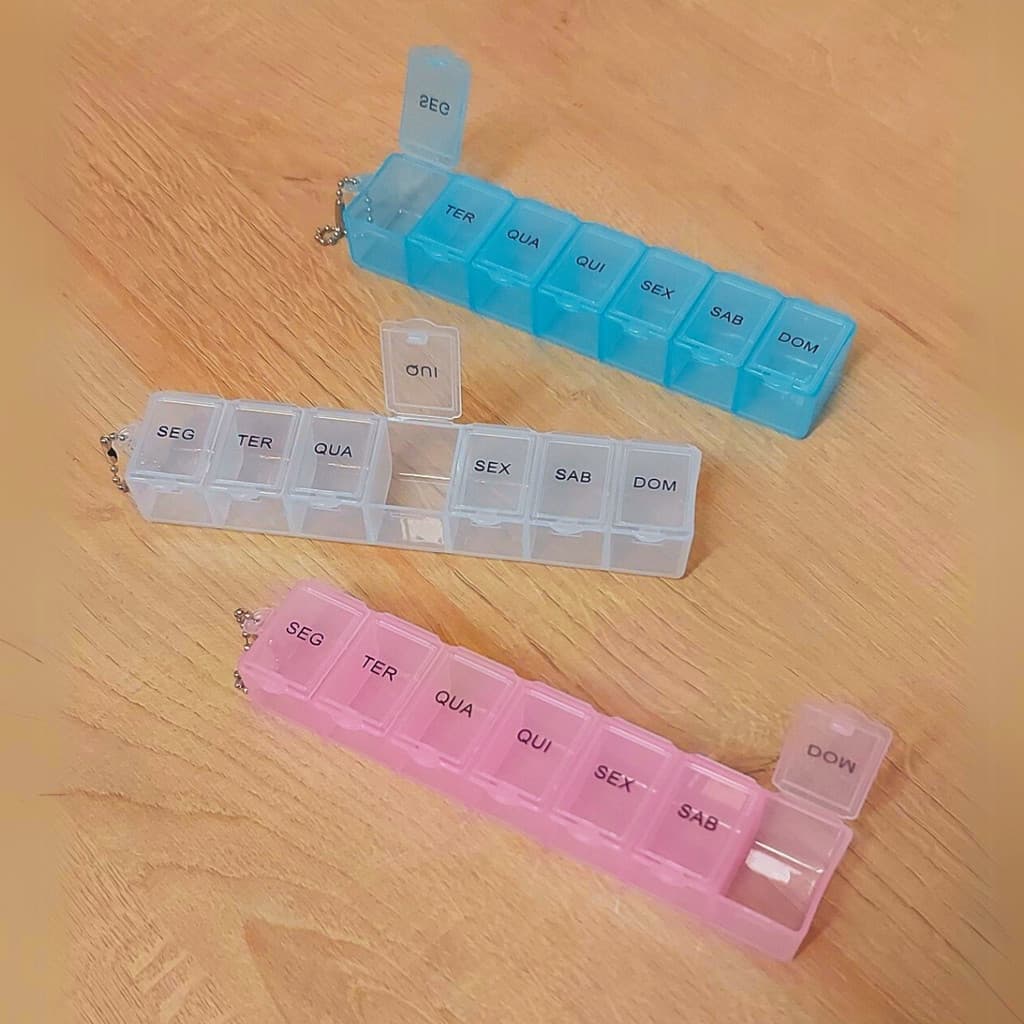 Kit com 2 ou 3 Porta Comprimido Semanal Organizador De Remédios 7 dias Cada
