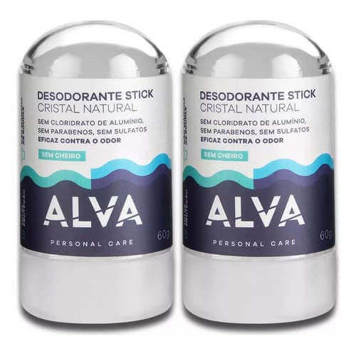 Kit 2 unidade desodorante Alva 60g Sem Aluminio, 24h com Perfume