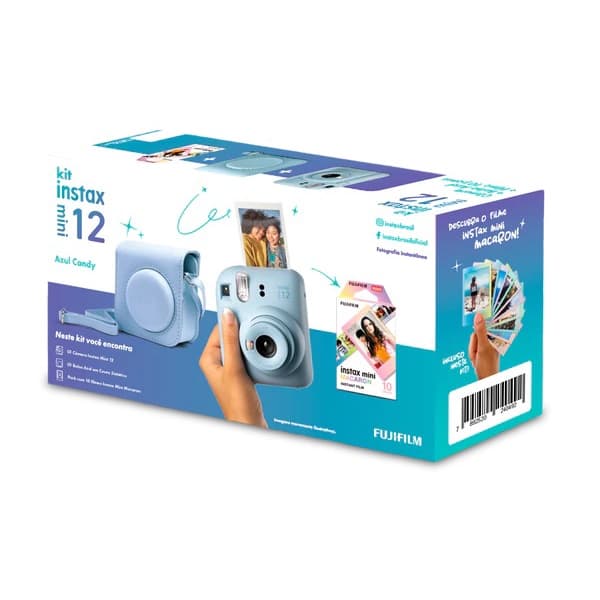 Kit Câmera Instax Mini 12 + 10 Filmes + Bolsa - Azul