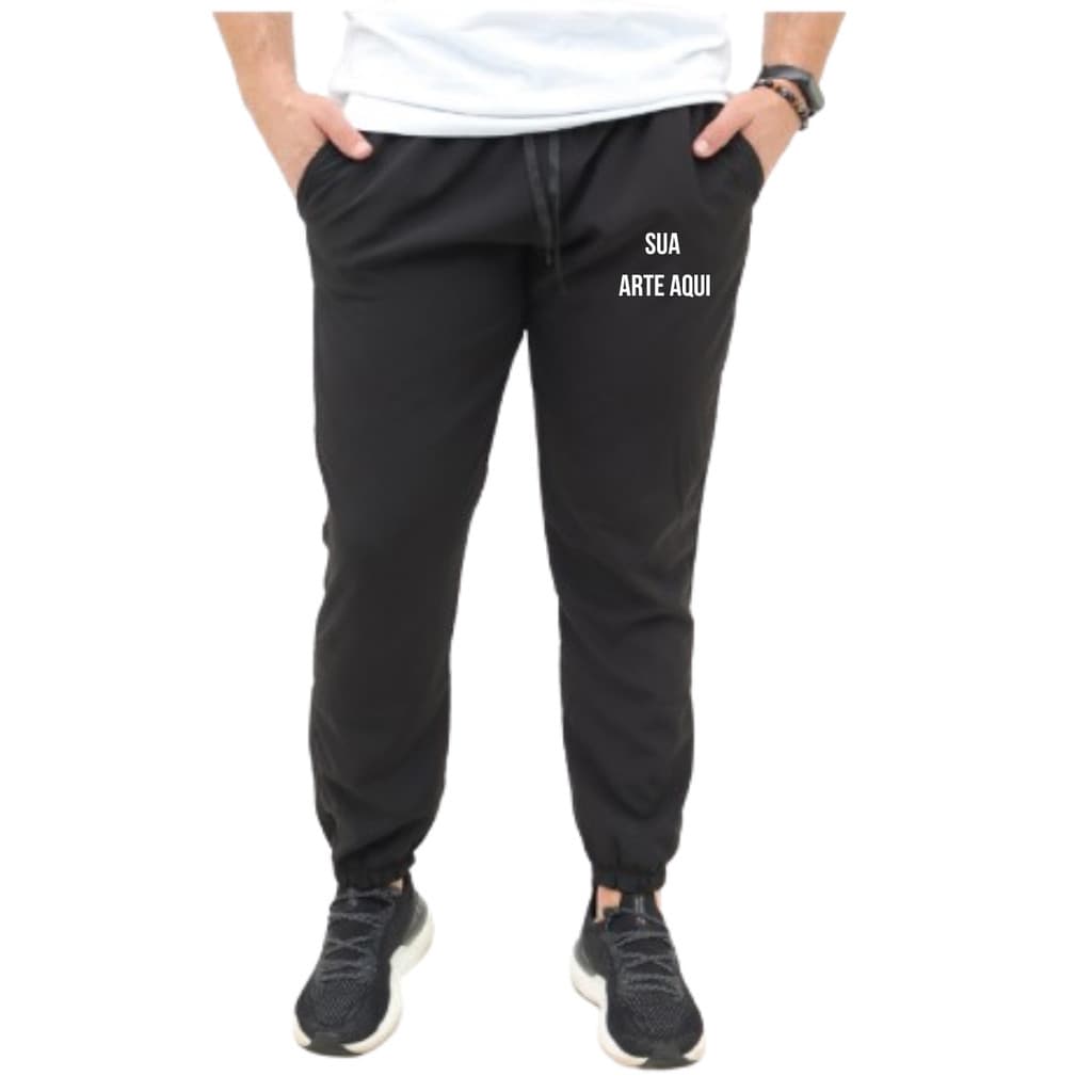 Calça Masculina Tactel Personalizada Com Punho Logo Empresa Evento