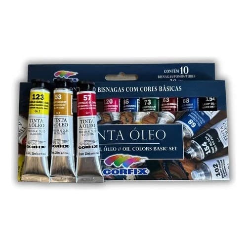 Estojo Tinta PINTURA Oleo Corfix 10 Cores Basicas De 20ml