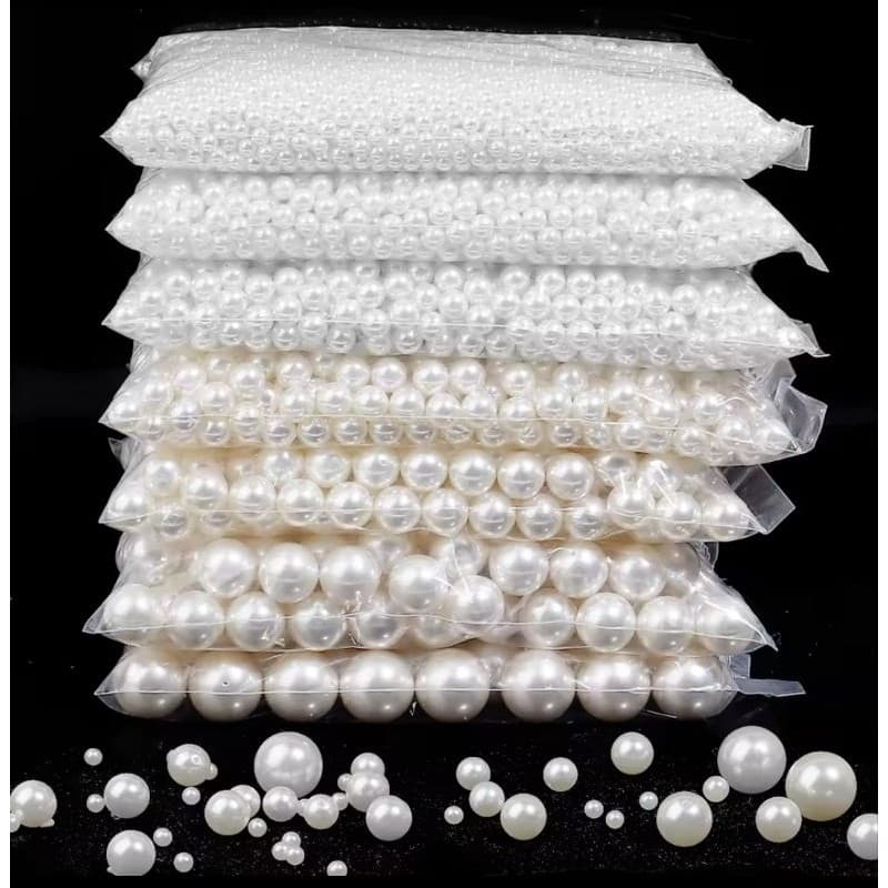 Pérola inteira ABS 500G Creme e Branco com furo Pedra para artesanato perolada colar pulseira brinco