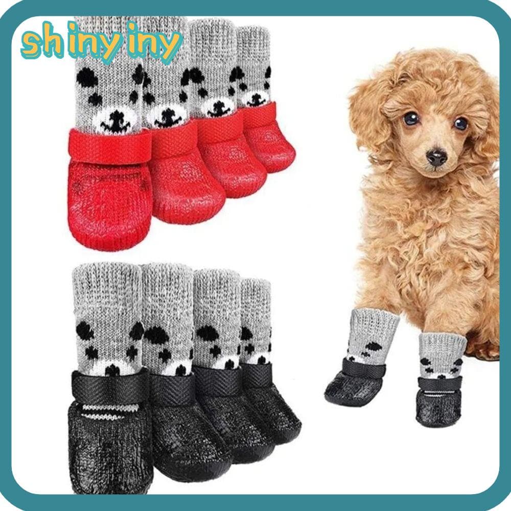 Botas Brilhantes Para Animais De Estimação , Meias , Com Cordão Ajustável , De Neve , Gatos , Cães De Borracha , Suprime