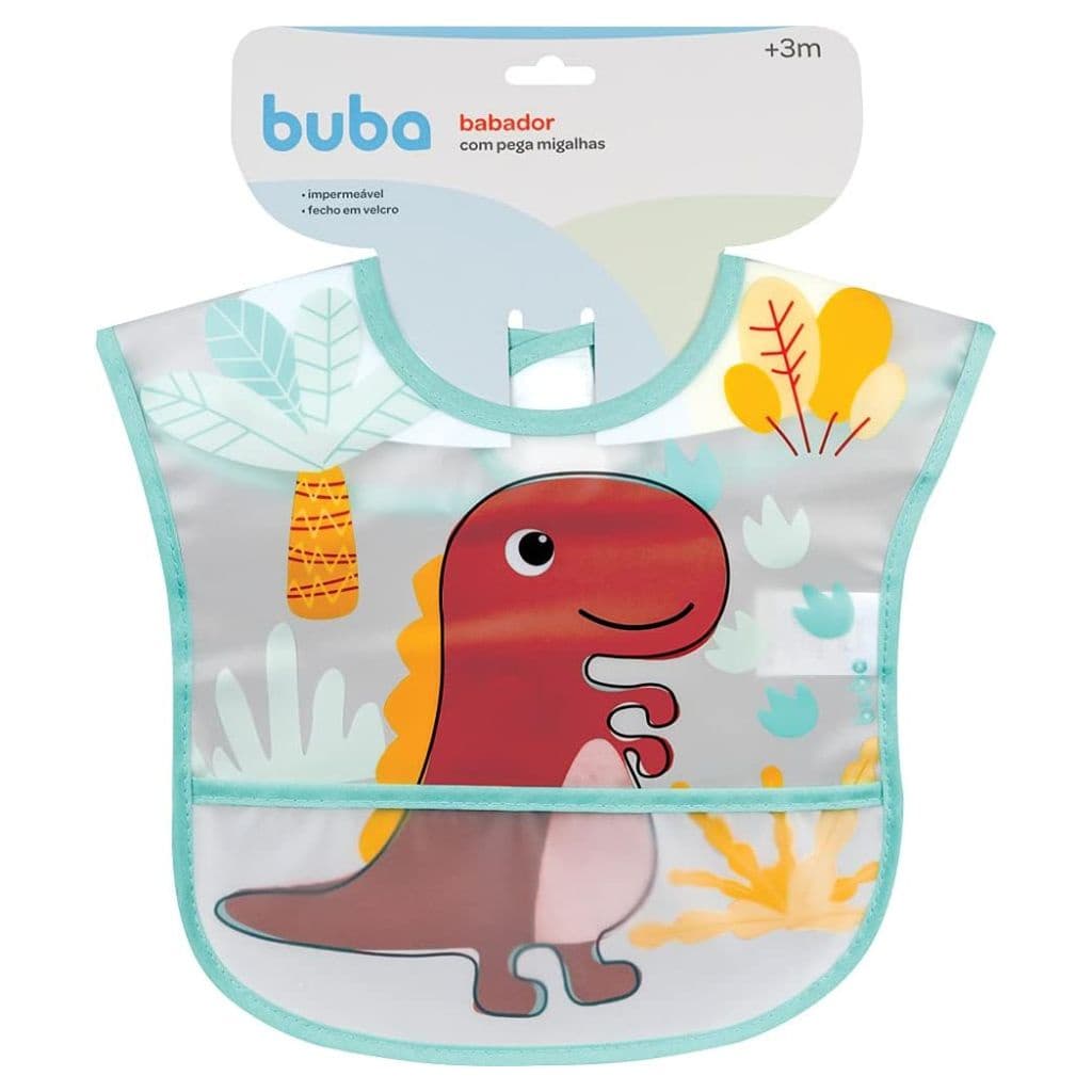 Babador Dino Com Bolso Pega Migalhas Impermeável 13239 Buba