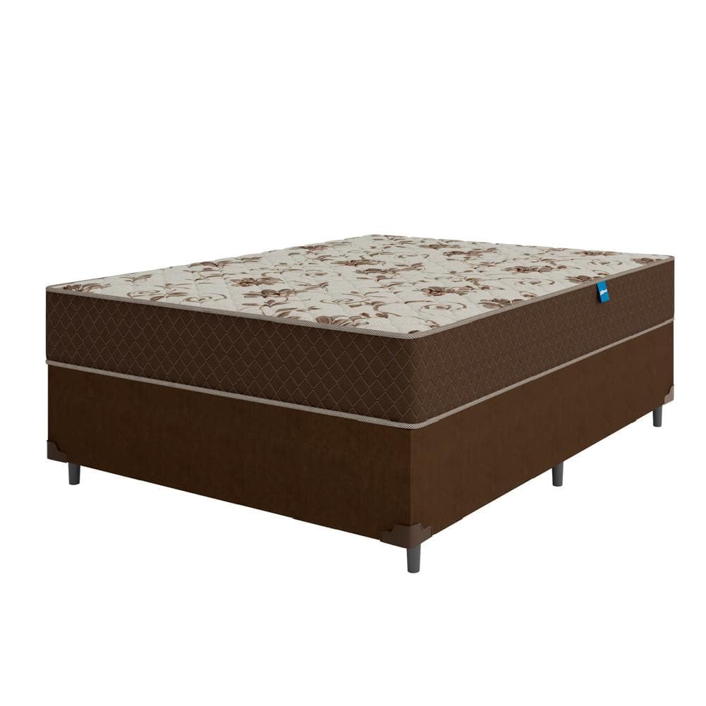 Cama Box Casal Colchão Espuma D33 Marquês 138x188x57cm Marrom Umaflex - Suporta até 90kg por Pessoa