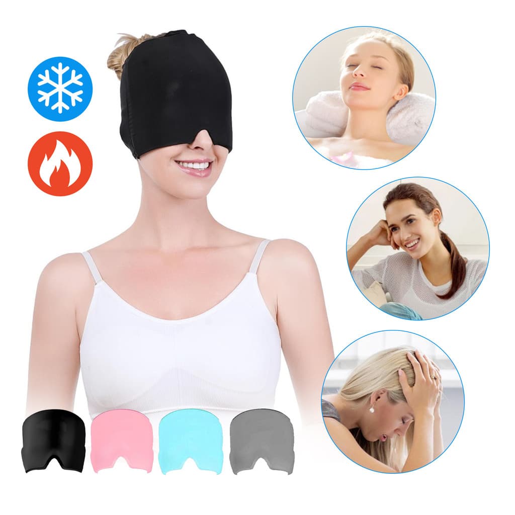 Touca Terapêutica para Dor de Cabeça Alívio da Enxaqueca Compressão Quente e Frio
