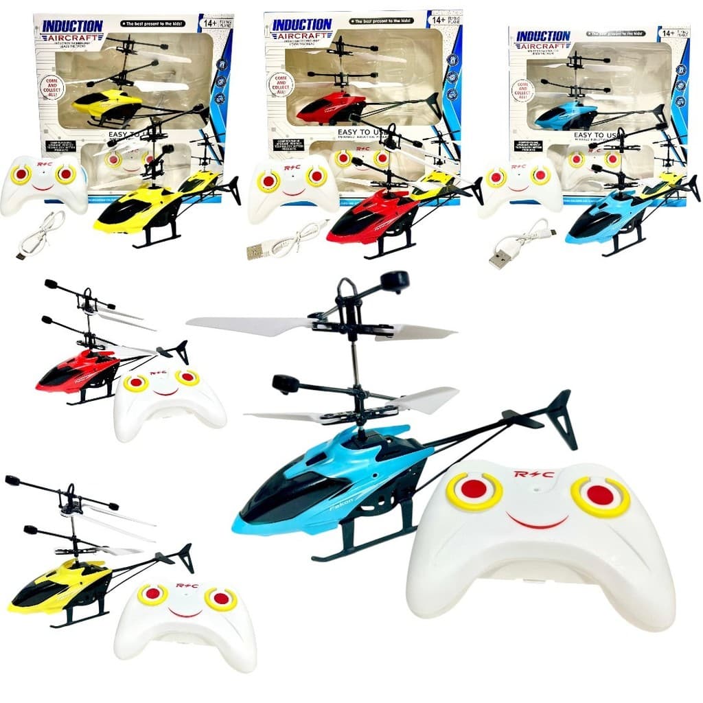 Brinquedo Helicóptero Sensorial com LED - Voa Automaticamente para Crianças Diversão